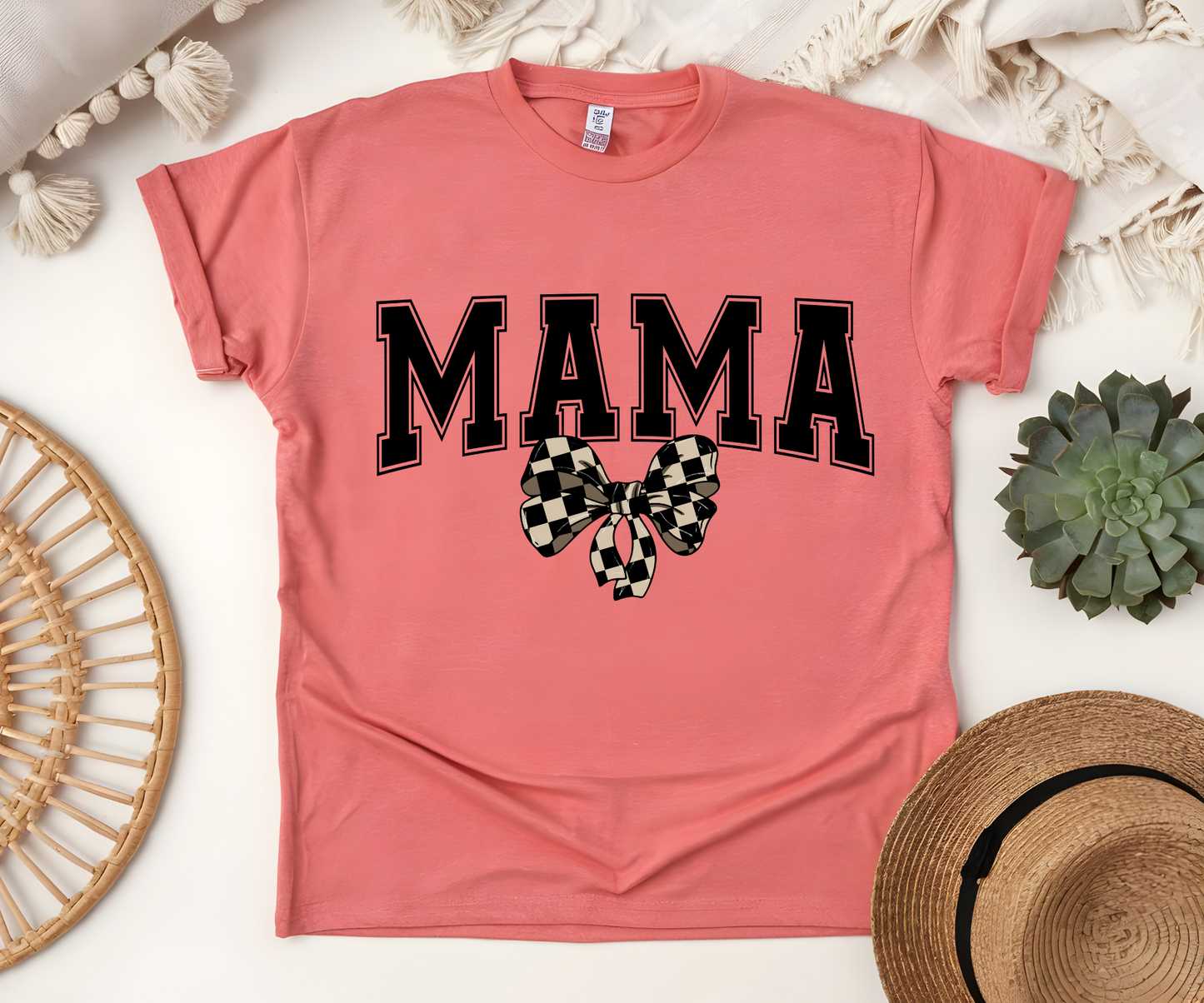 Mama checkered bow