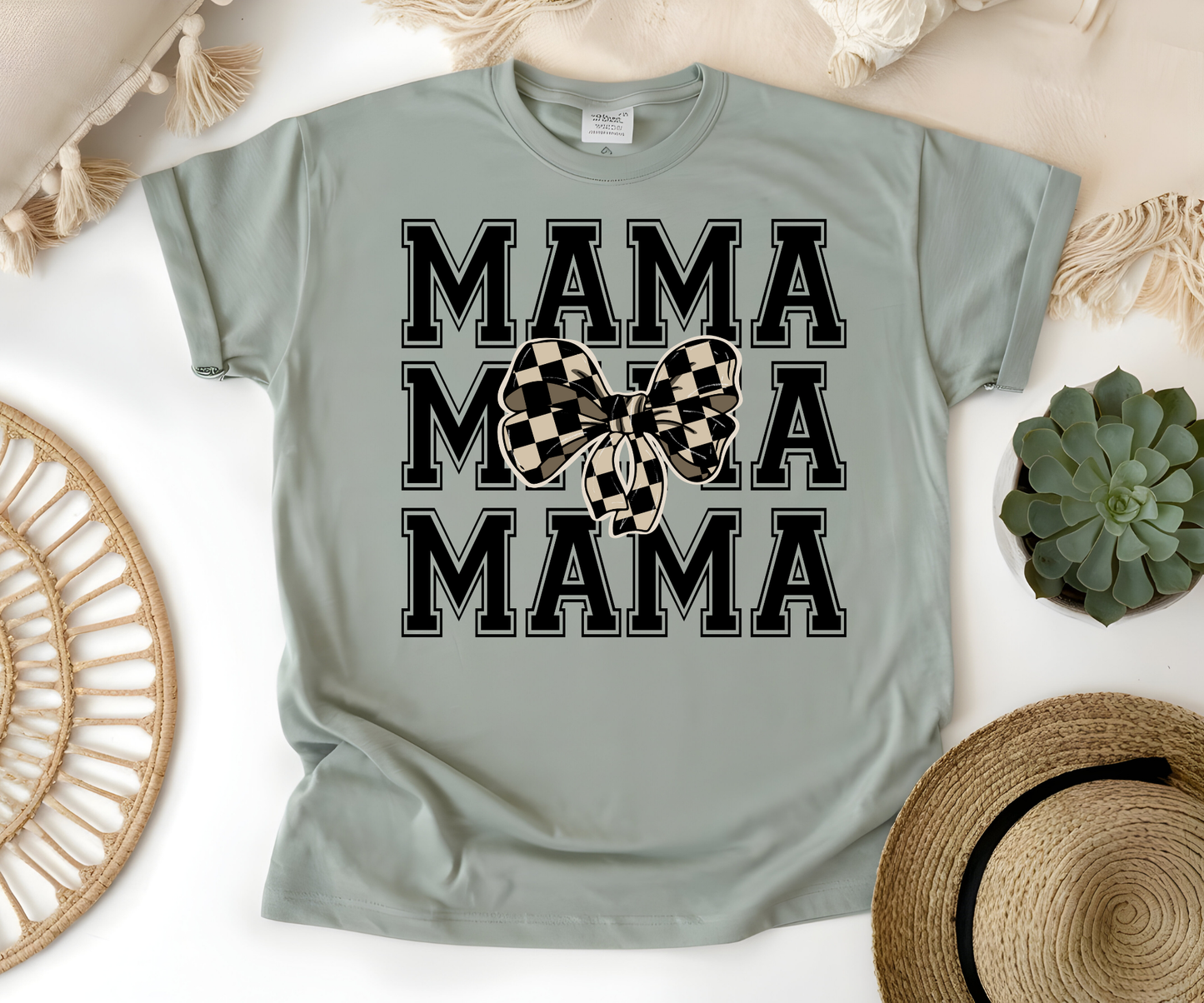 Mama Stacked checkered bow