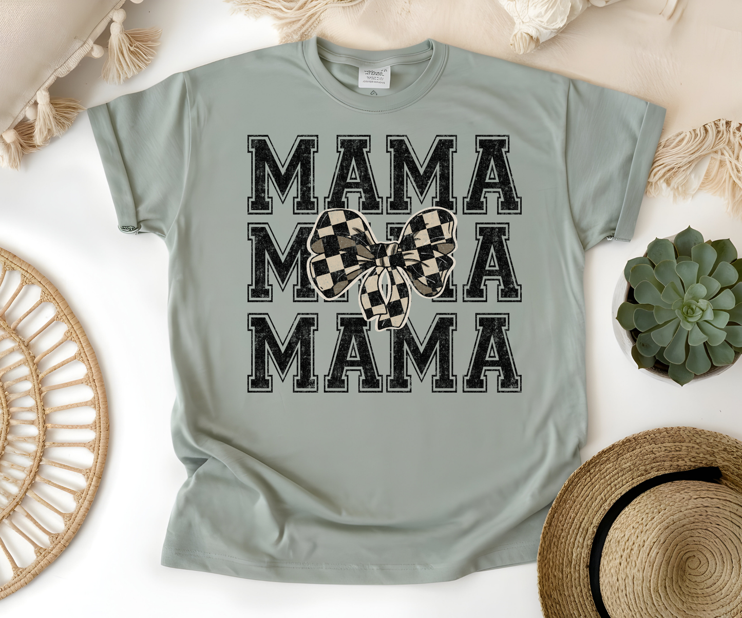 Mama Stacked checkered bow