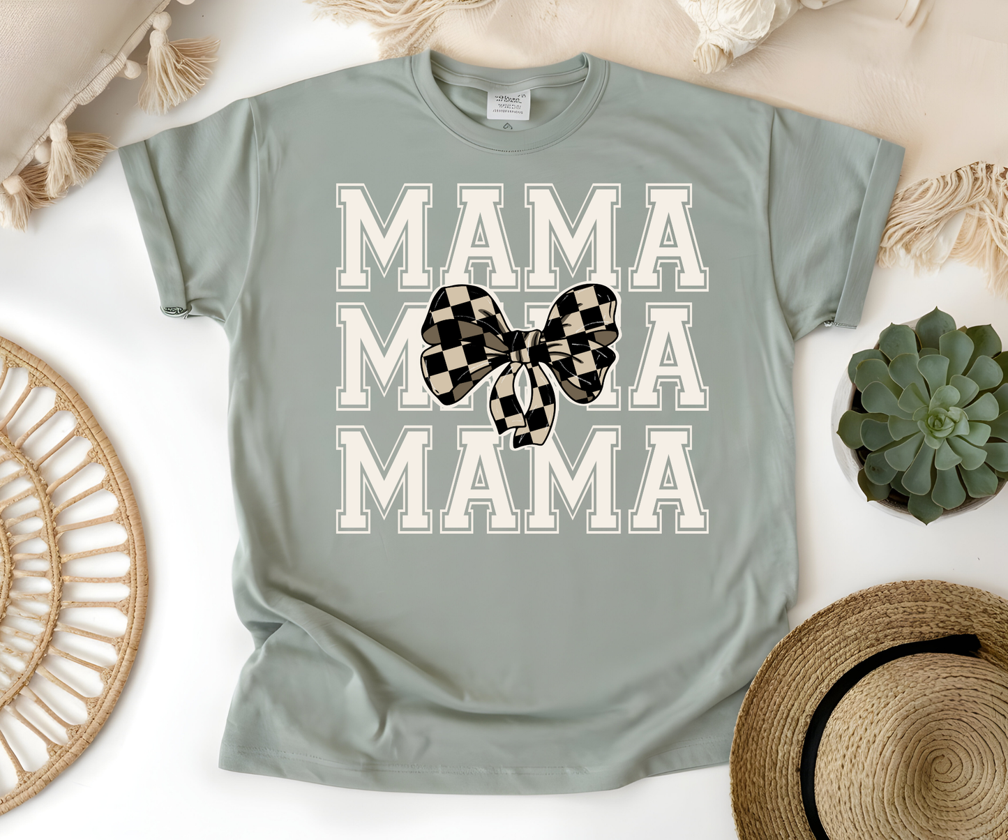 Mama Stacked checkered bow