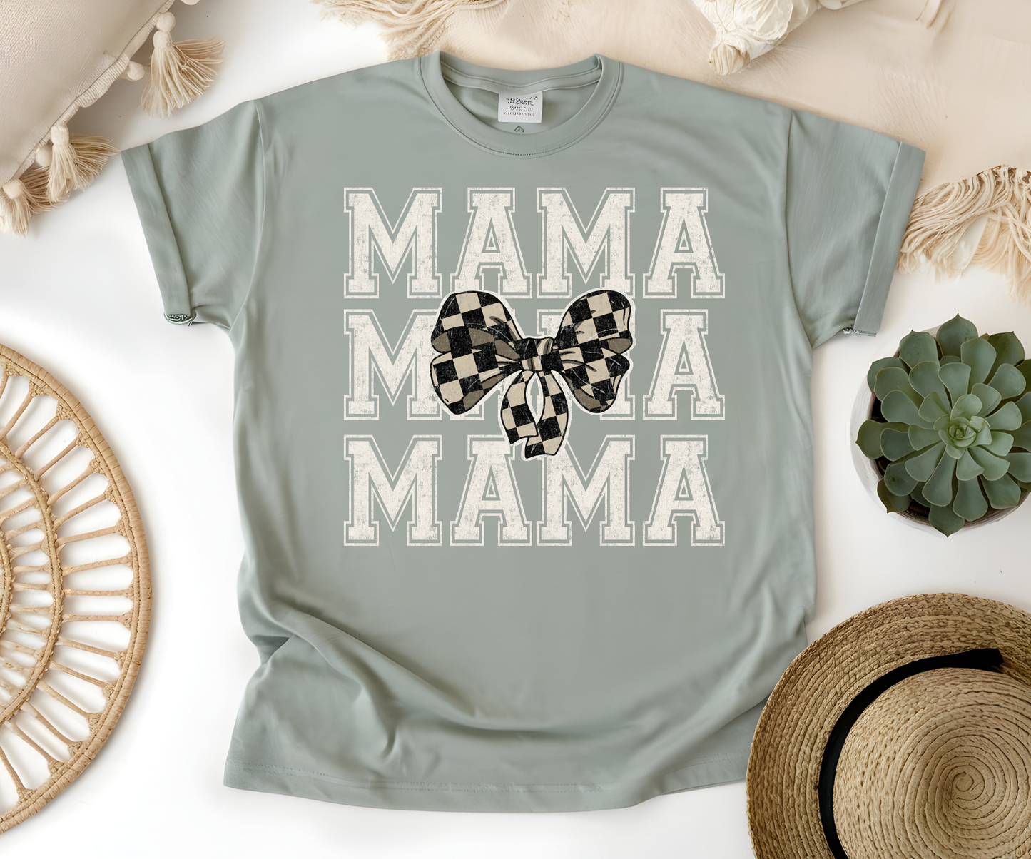 Mama Stacked checkered bow